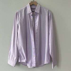 Fitted Express Purple and White collard shirt with white buttons XL